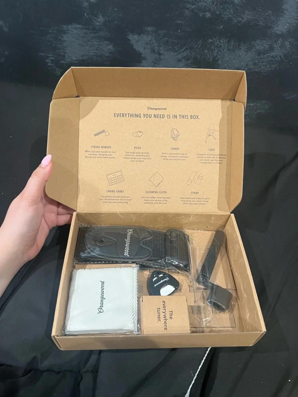 Black Guitar Accessory Kit with Strap and Picks